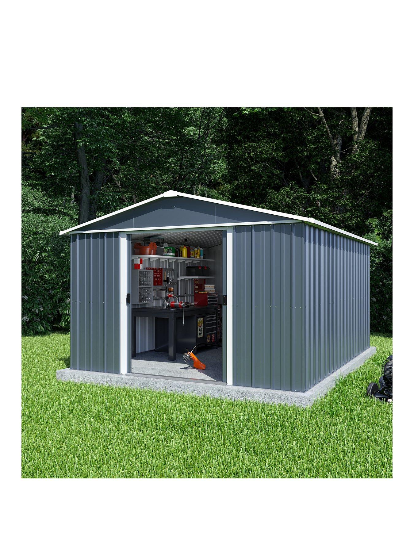 Product photograph of Yardmaster 10 X 13ft Castleton Apex Roof Metal Shed With Floor Frame Kit from very.co.uk