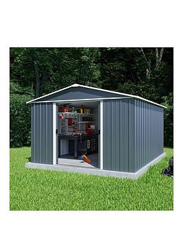 Product photograph of Yardmaster 10 X 13ft Castleton Apex Roof Metal Shed With Floor Frame Kit from very.co.uk