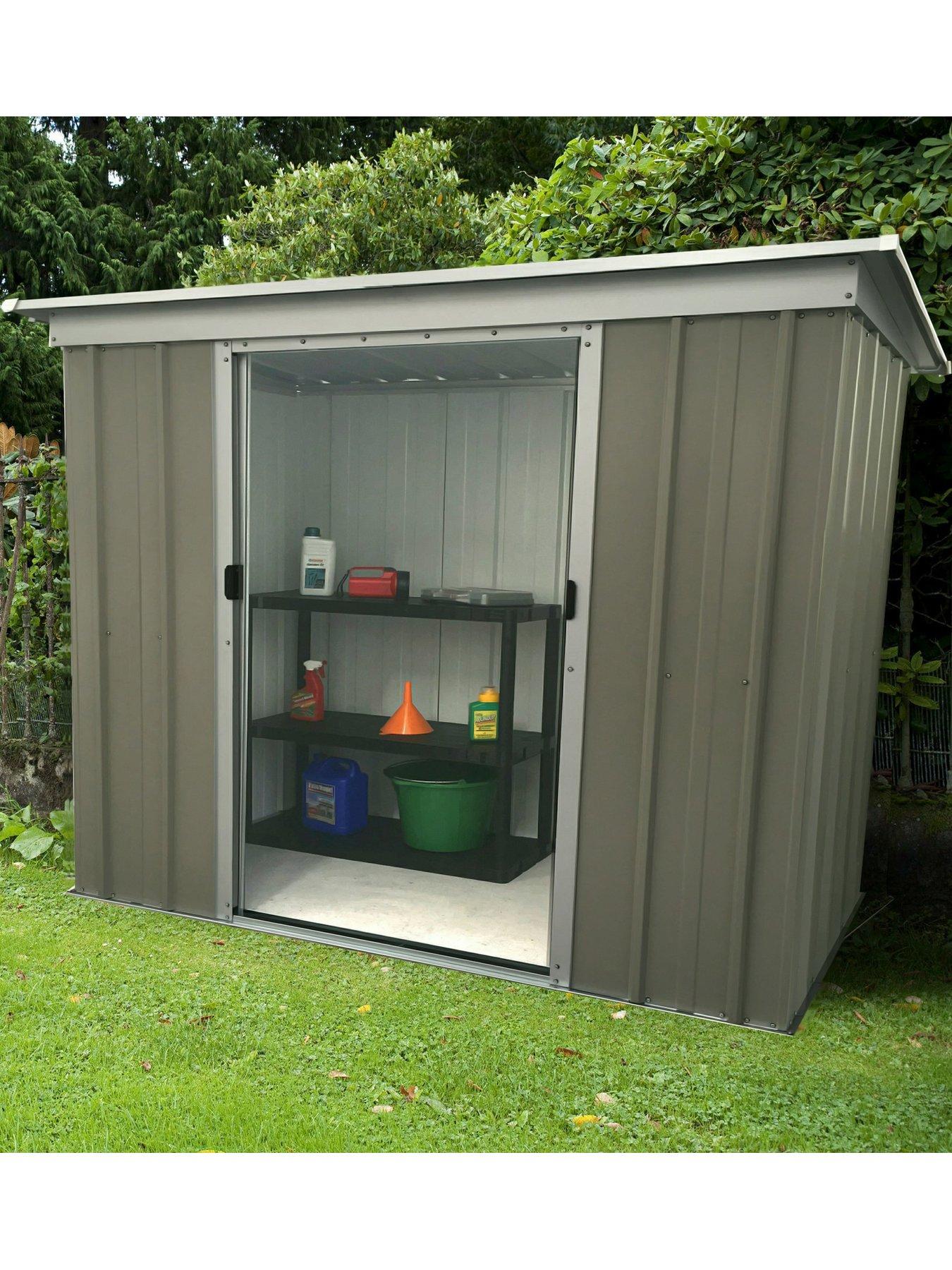 Yardmaster 6 x 4 ft Platinum Tall Metal Pent Roof Shed | Very.co.uk