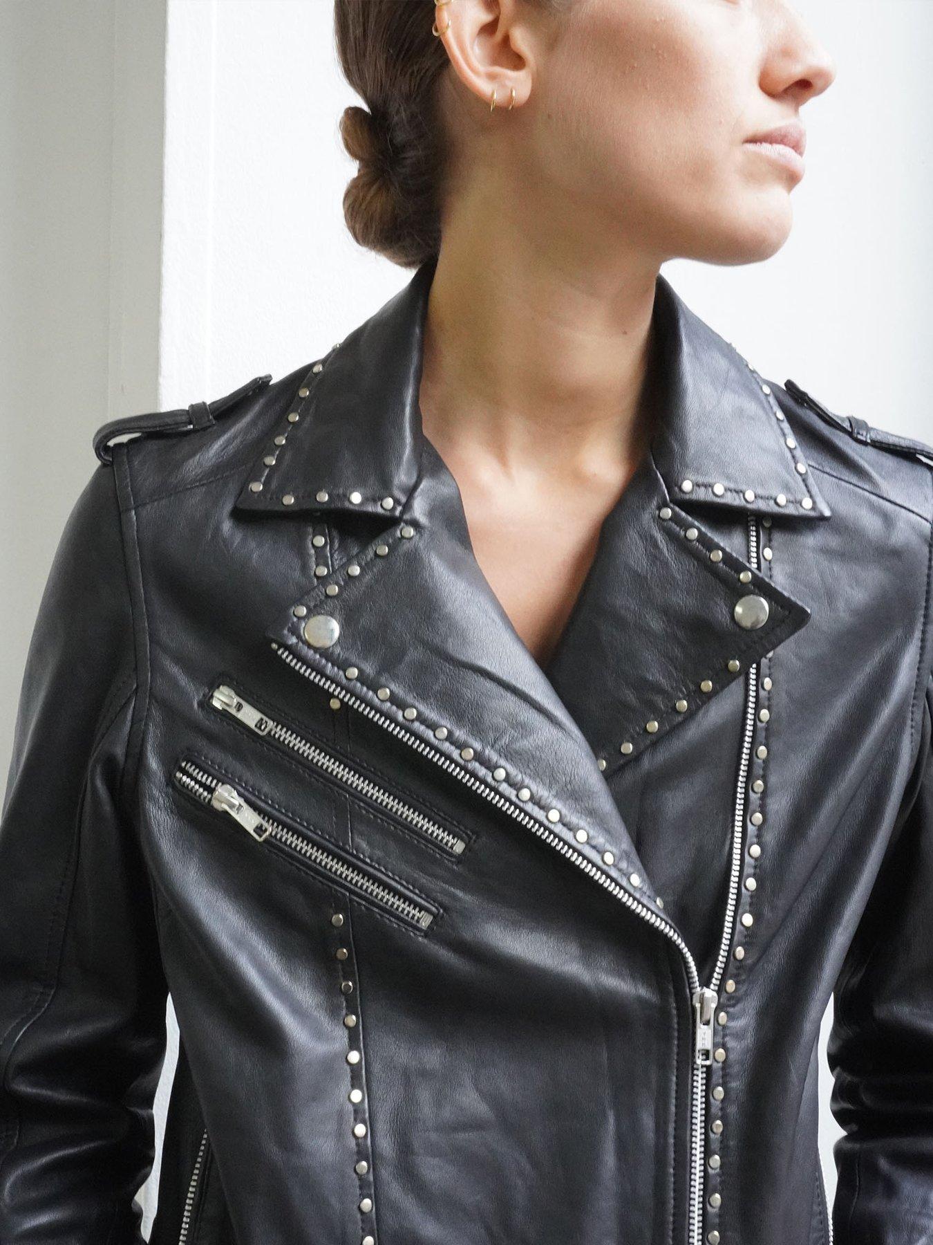 Coats & Jackets Complex Stud Leather Jacket - Black