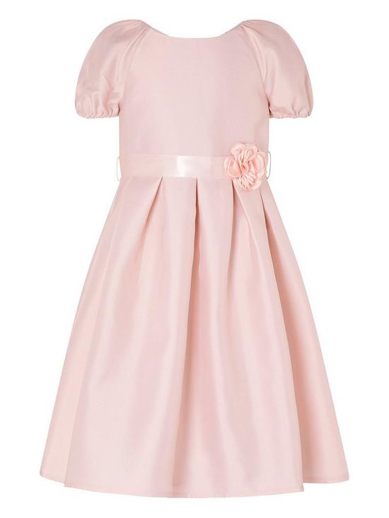 Monsoon Girls S.E.W. Puff Sleeve Duchess Twill Dress - Pink | very.co.uk