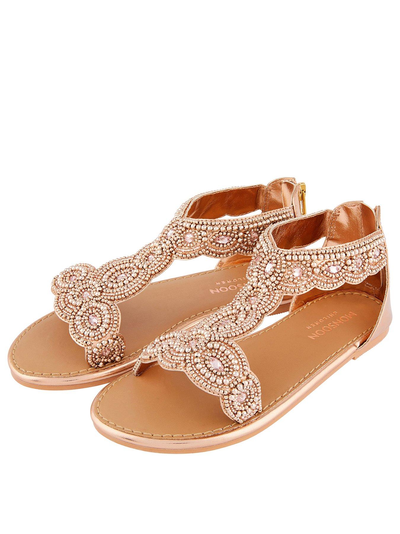 Monsoon Girls Beaded Sandal - Rose Gold | very.co.uk