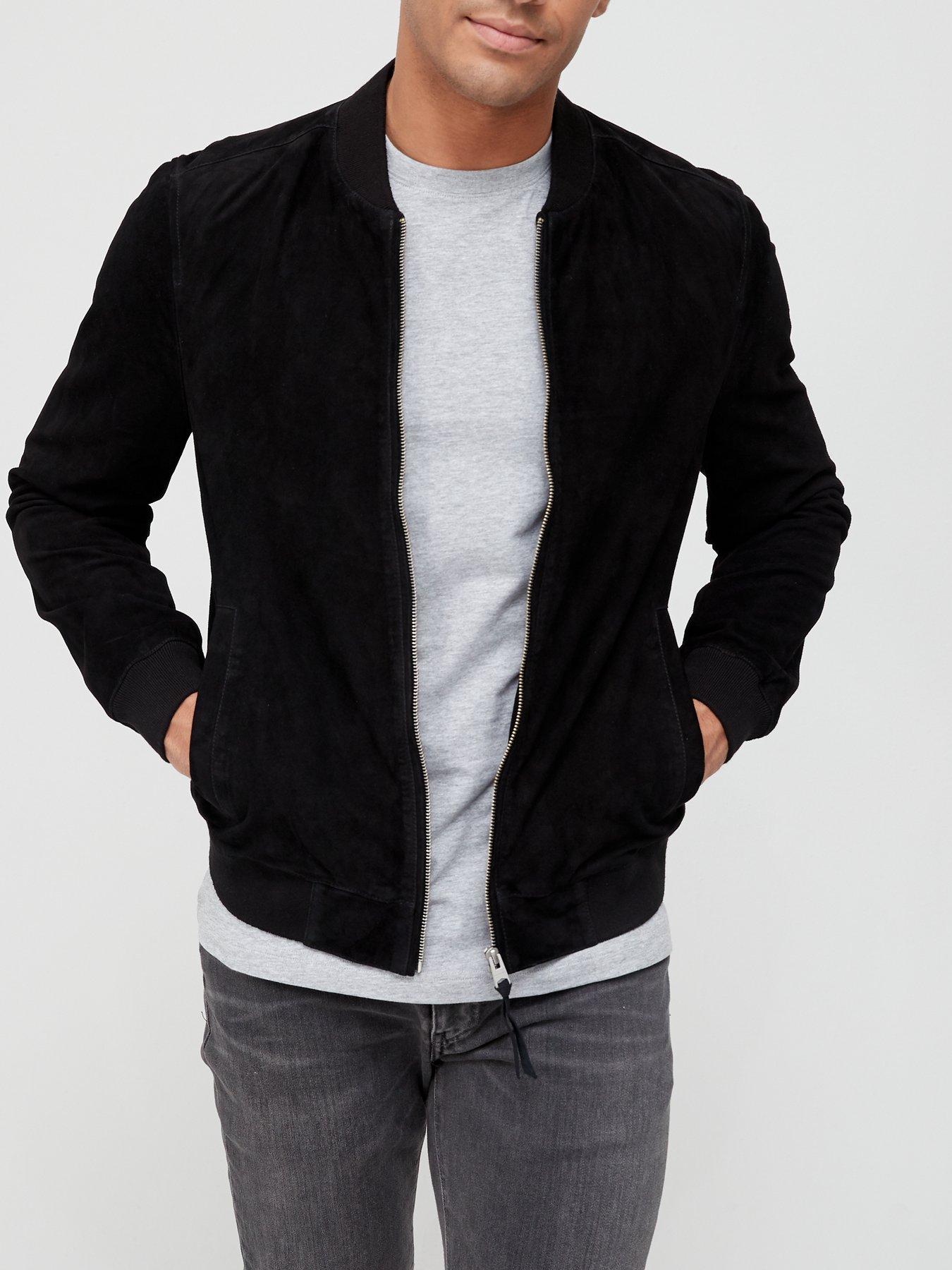 suede bomber jacket mens black