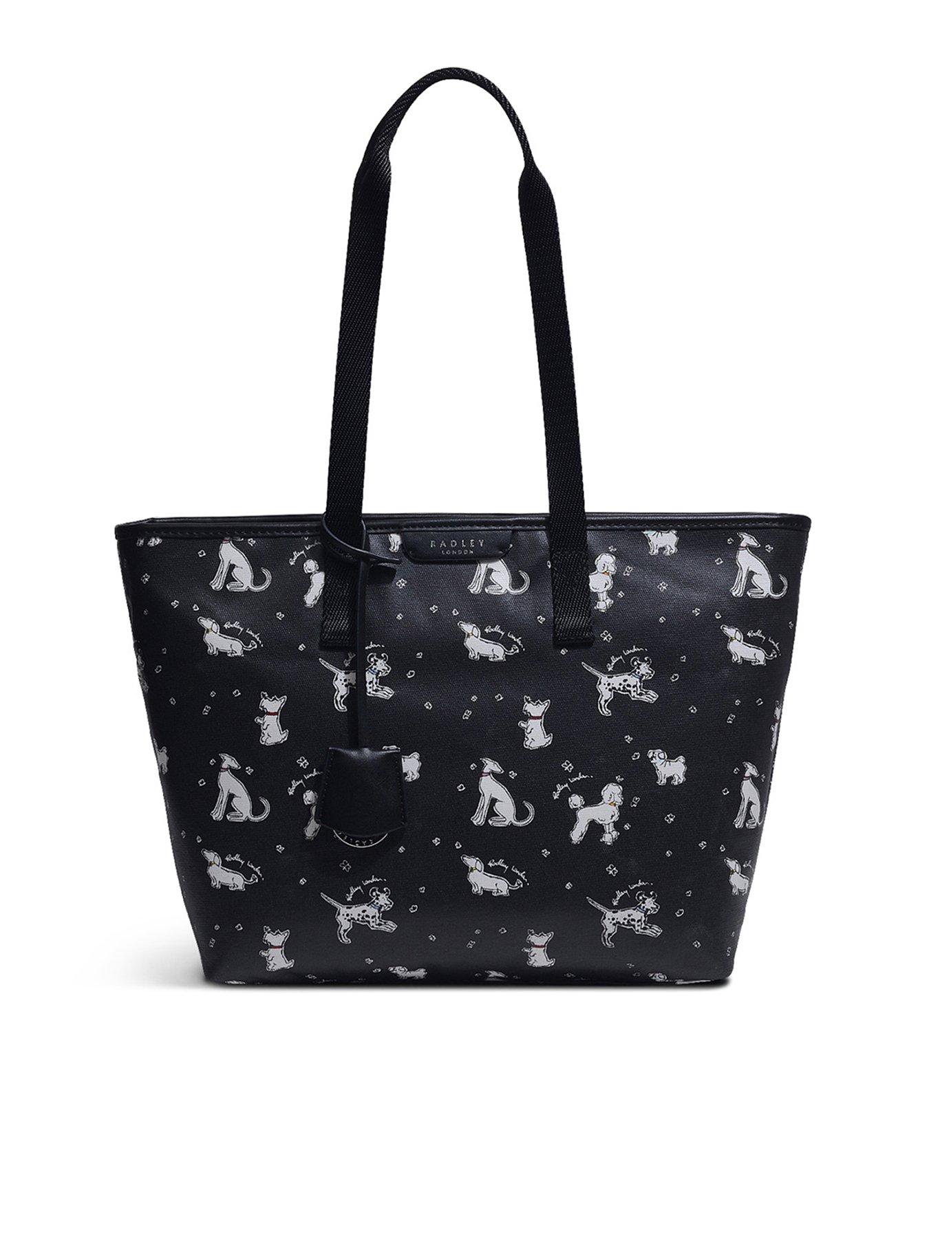 Radley Maple Cross Fun Pups Medium Zip Top Tote Bag - Black|