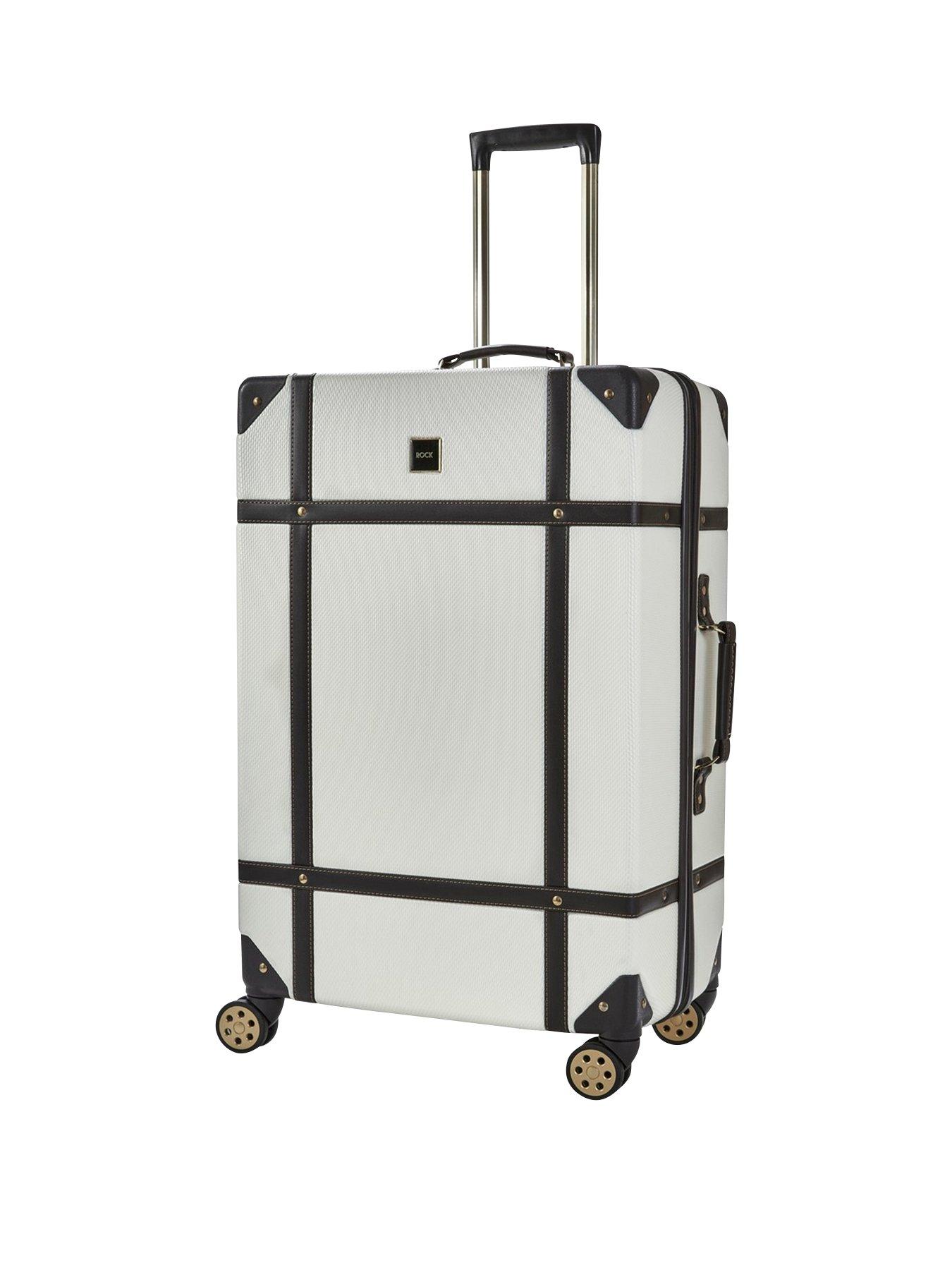 Image 1 of 7 of Rock Luggage Vintage Large 8-Wheel Suitcase - Cream