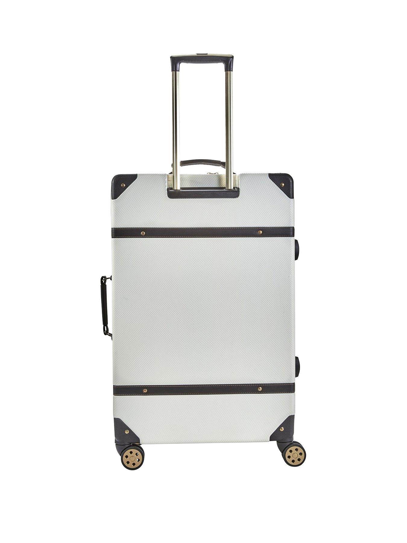 Image 2 of 7 of Rock Luggage Vintage Large 8-Wheel Suitcase - Cream