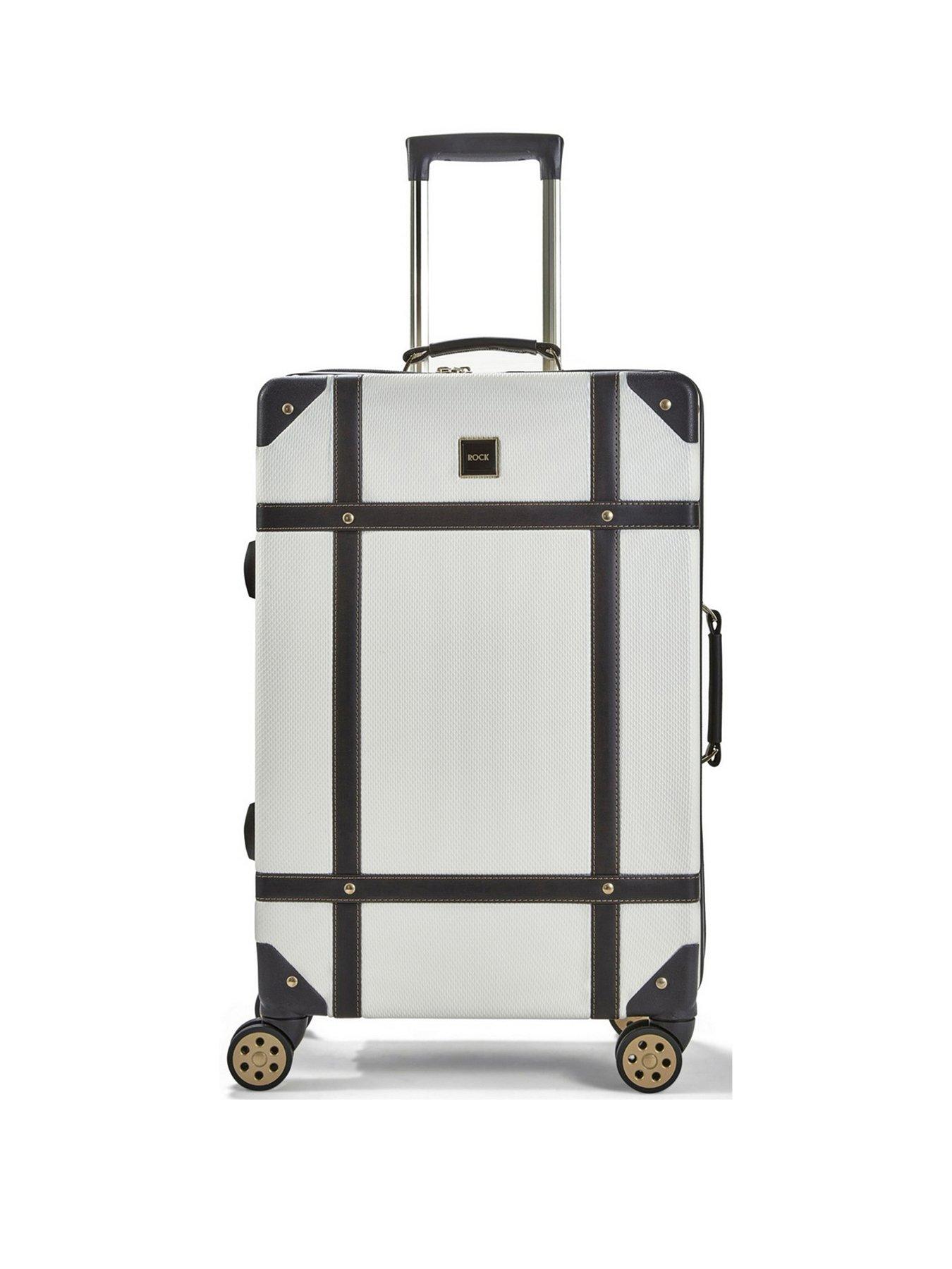 Image 2 of 7 of Rock Luggage Vintage Medium 8-Wheel Suitcase - Cream