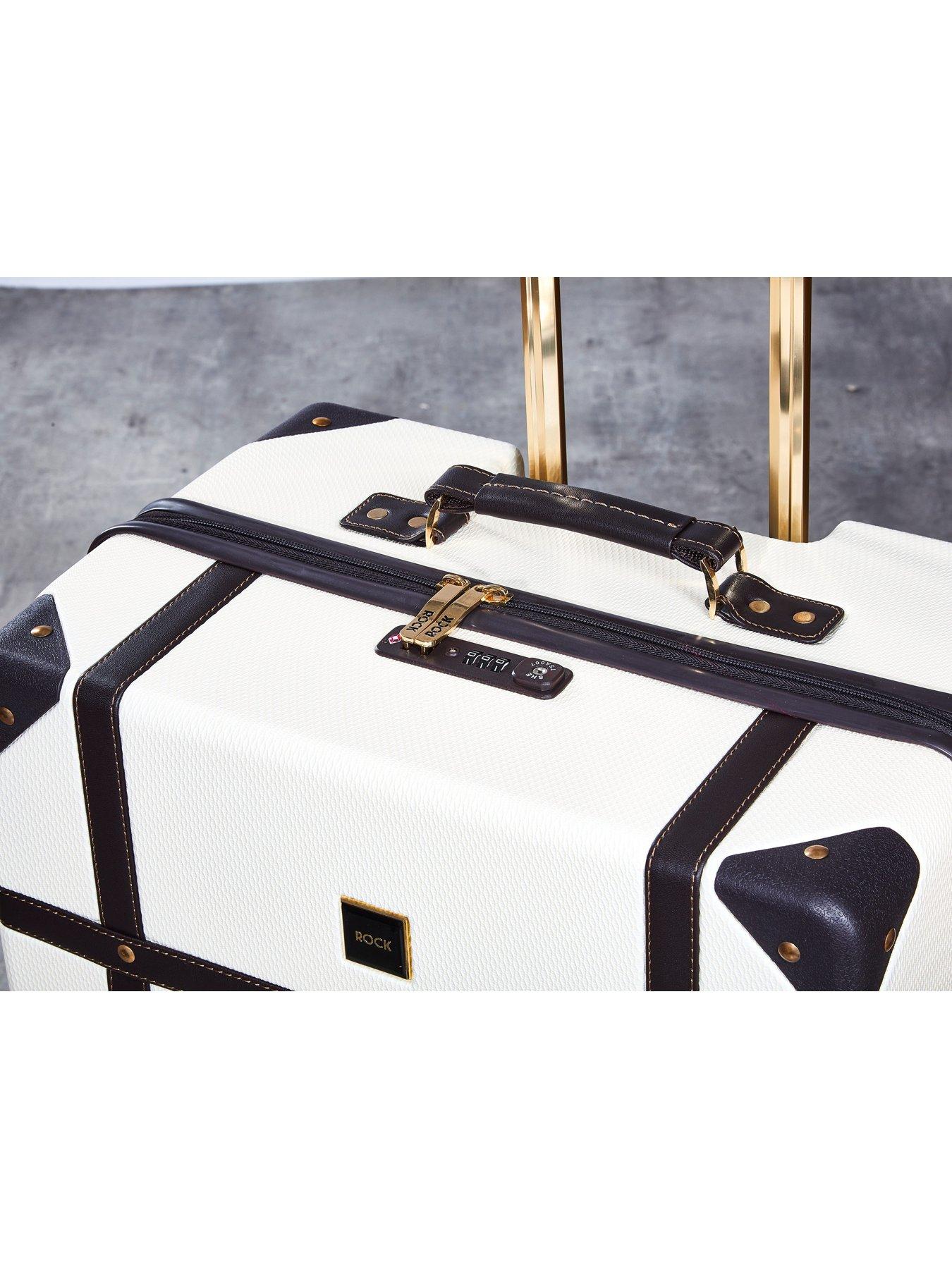 Image 6 of 7 of Rock Luggage Vintage Medium 8-Wheel Suitcase - Cream