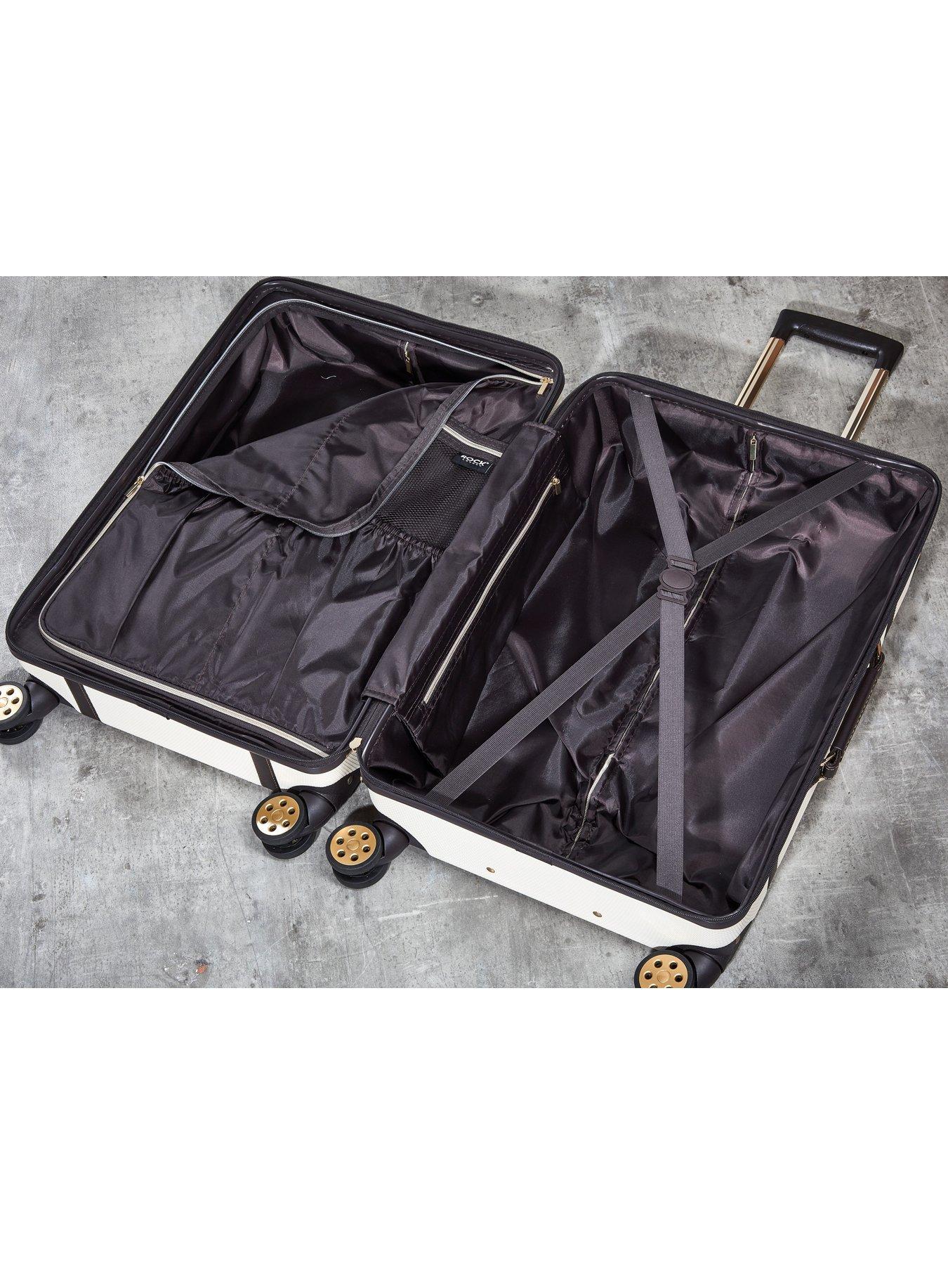 Image 7 of 7 of Rock Luggage Vintage Medium 8-Wheel Suitcase - Cream