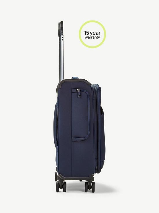 back image of rock-luggage-georgia-carry-on-8-wheel-suitcase-navy