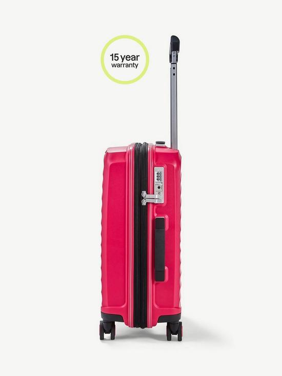 back image of rock-luggage-sunwave-carry-on-8-wheel-suitcase-pink
