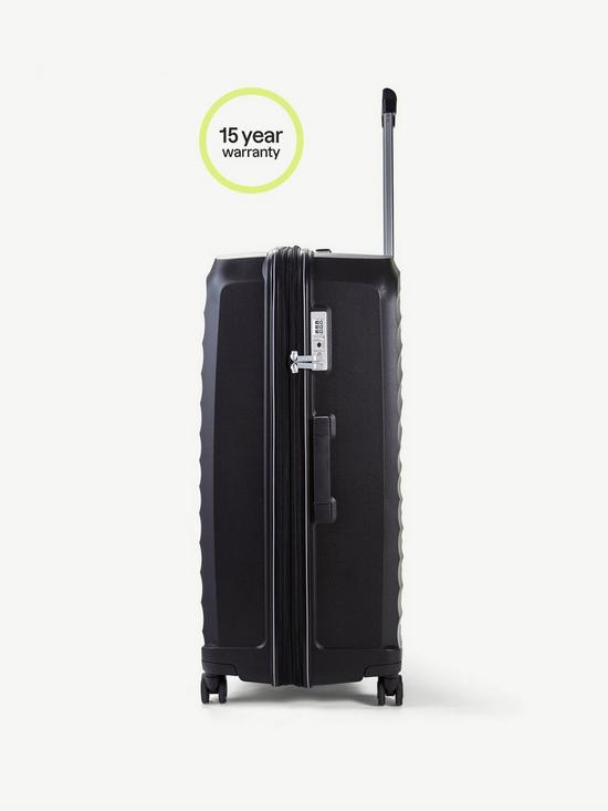 back image of rock-luggage-sunwave-large-8-wheel-suitcase-black