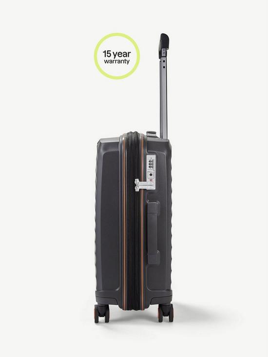 back image of rock-luggage-sunwave-carry-on-8-wheel-suitcase-charcoal
