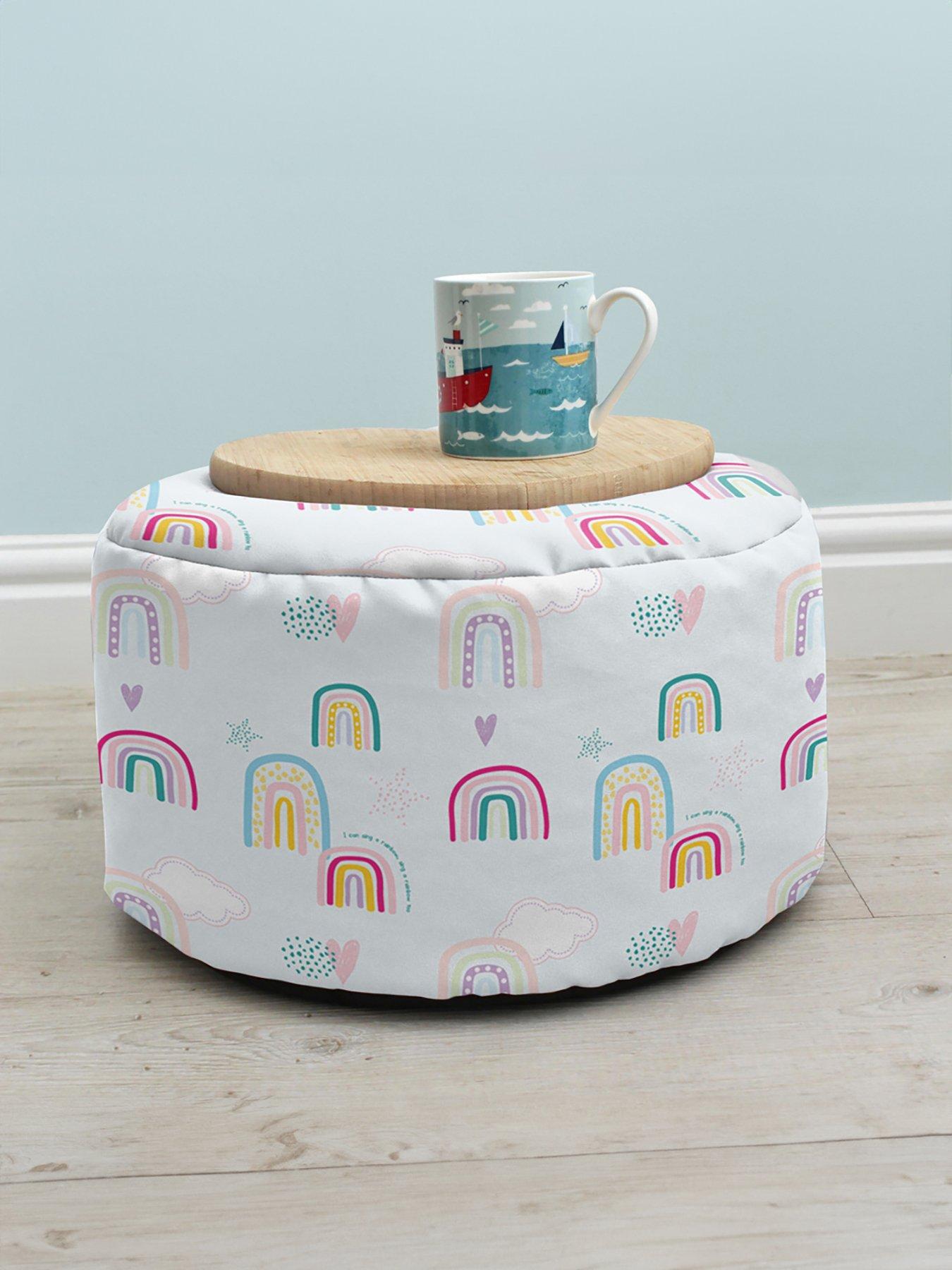 Product photograph of Rucomfy Rainbow Sky Children S Footstool from very.co.uk