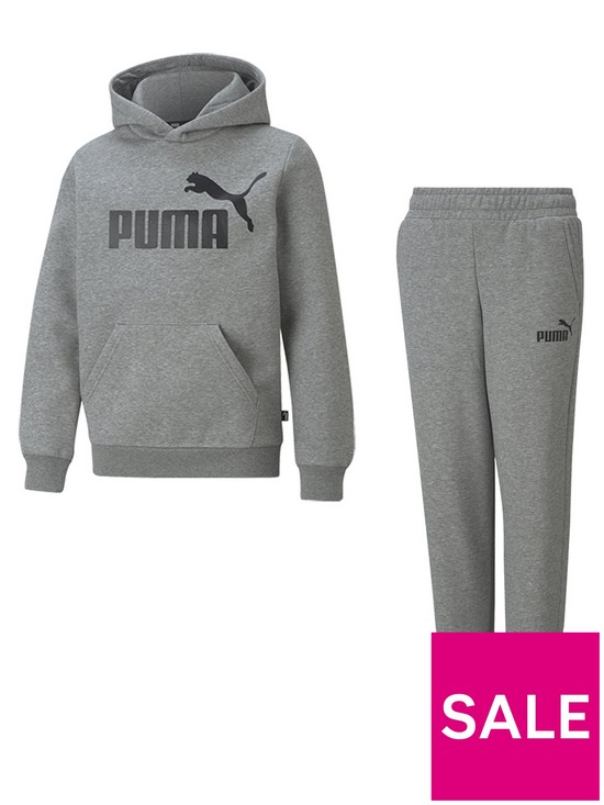 front image of puma-boys-essentialnbspbig-logo-hoodie-grey