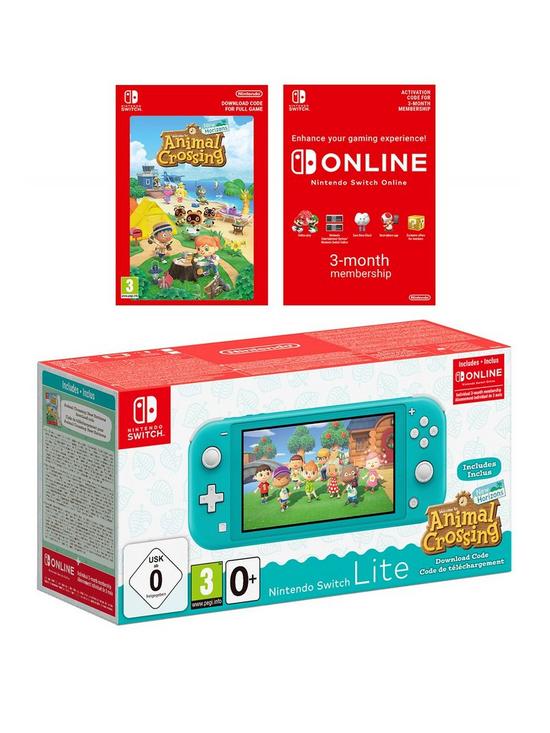 front image of nintendo-switch-lite-console-with-animal-crossing-new-horizons-free-3-months-nintendo-switch-online