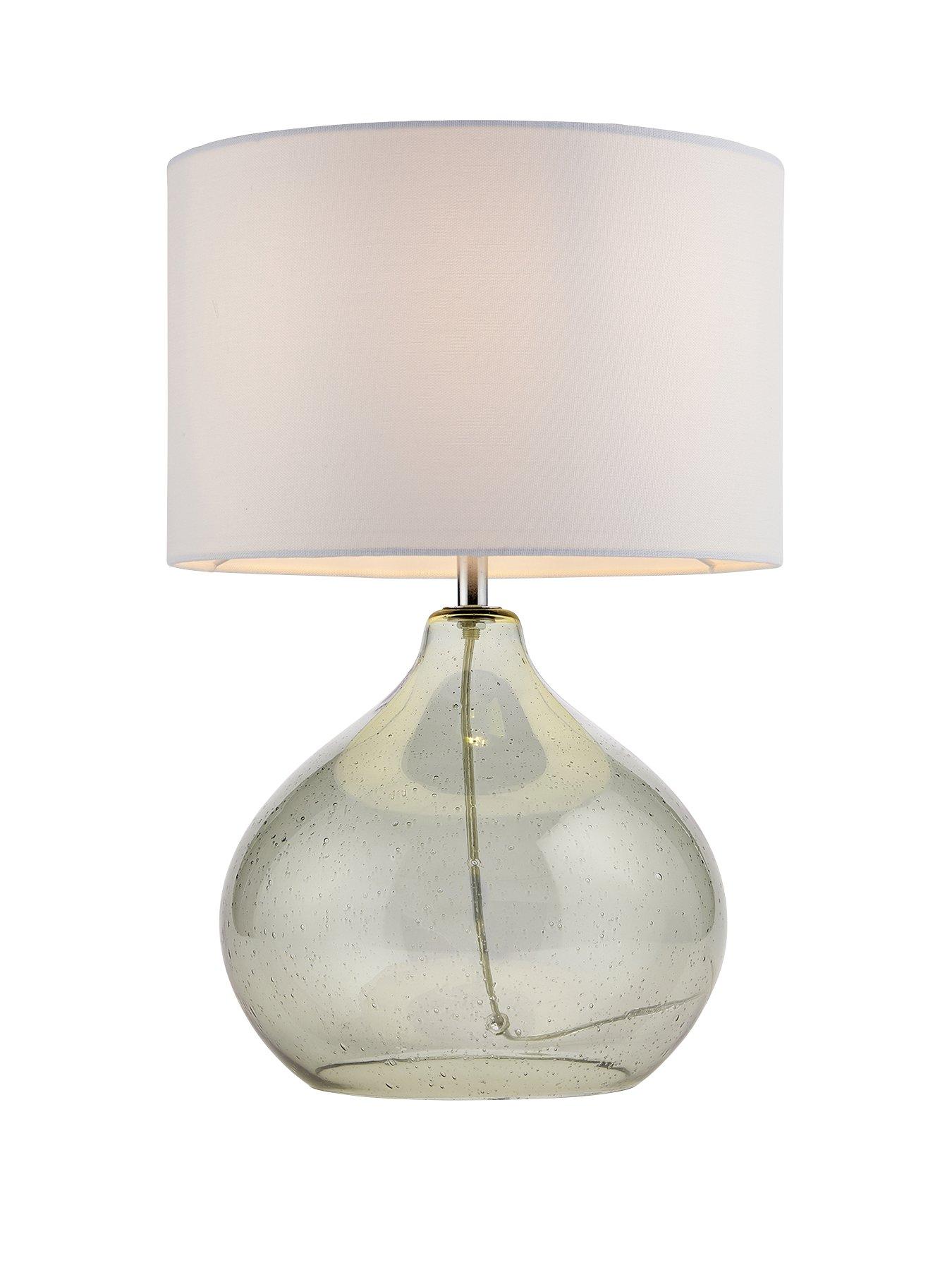 Product photograph of Dew Glass Table Lamp - Sage from very.co.uk