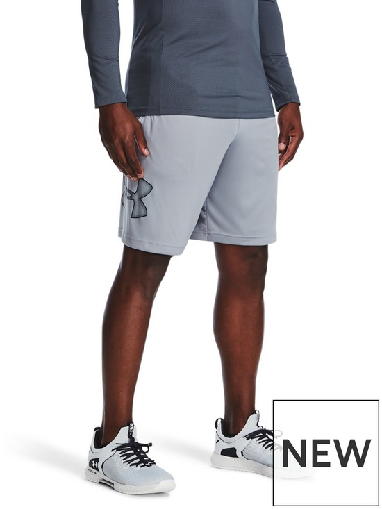 front image of under-armour-training-tech-graphic-shorts-steel