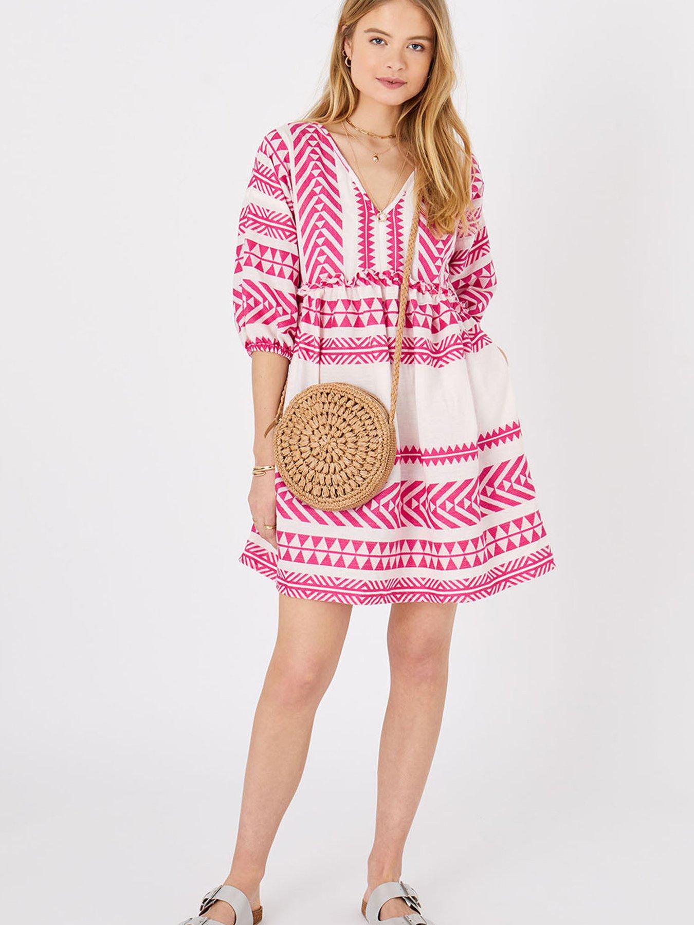 Accessorize Jacquard Beach Dress Pink very.co.uk