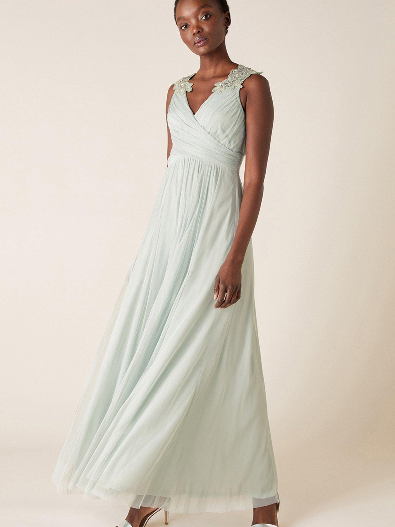  Mischa Embellished Tulle Maxi Dress - Green