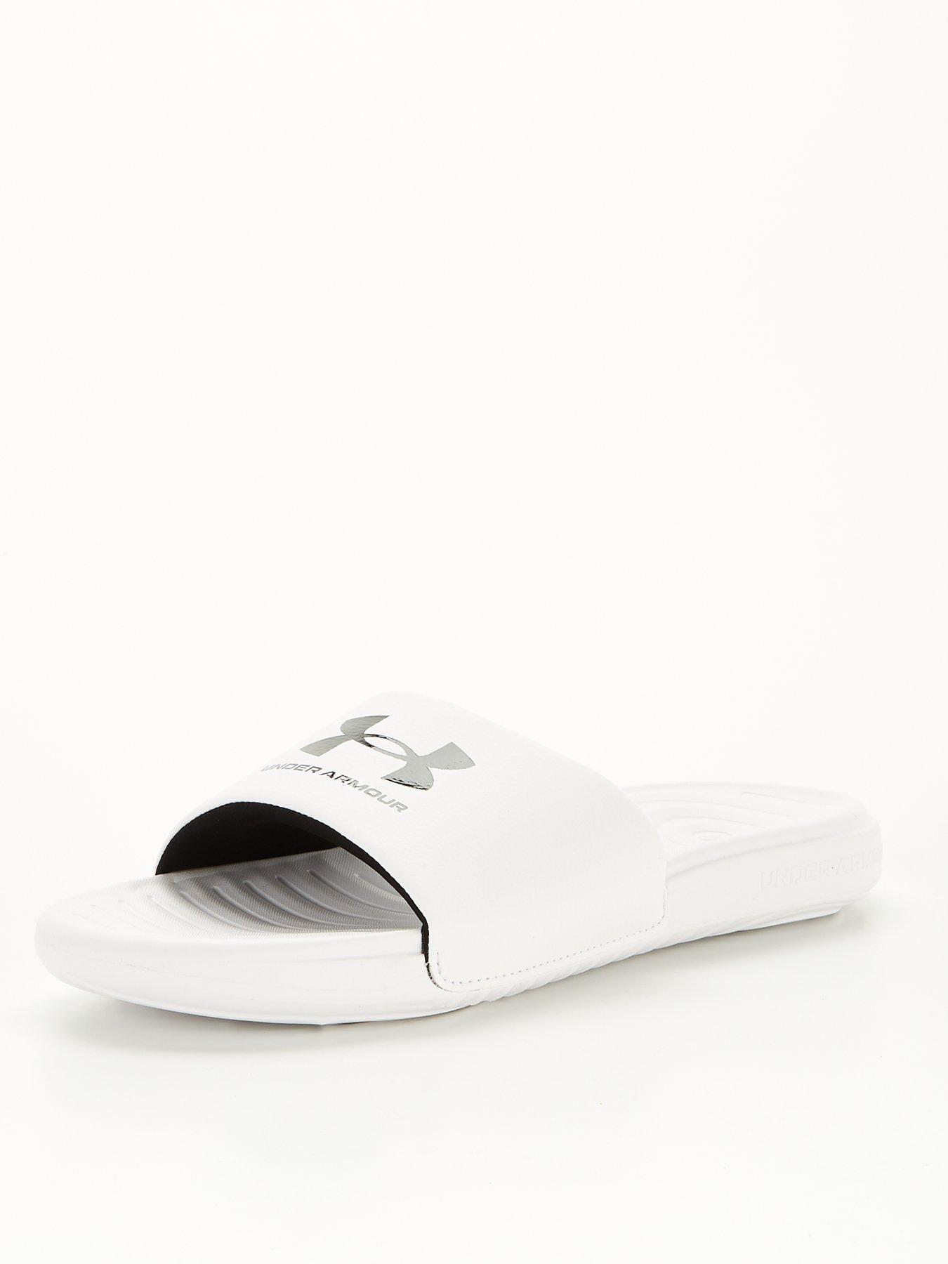 White under armour flip shop flops