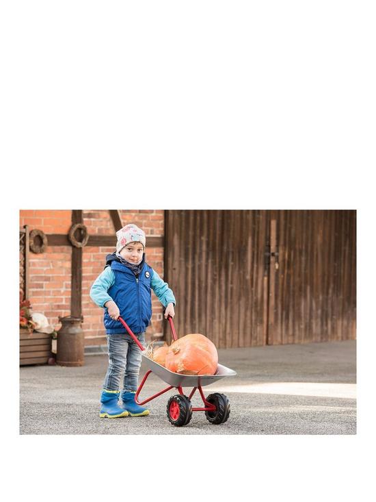 stillFront image of childs-metal-wheelbarrow-with-double-front-wheel