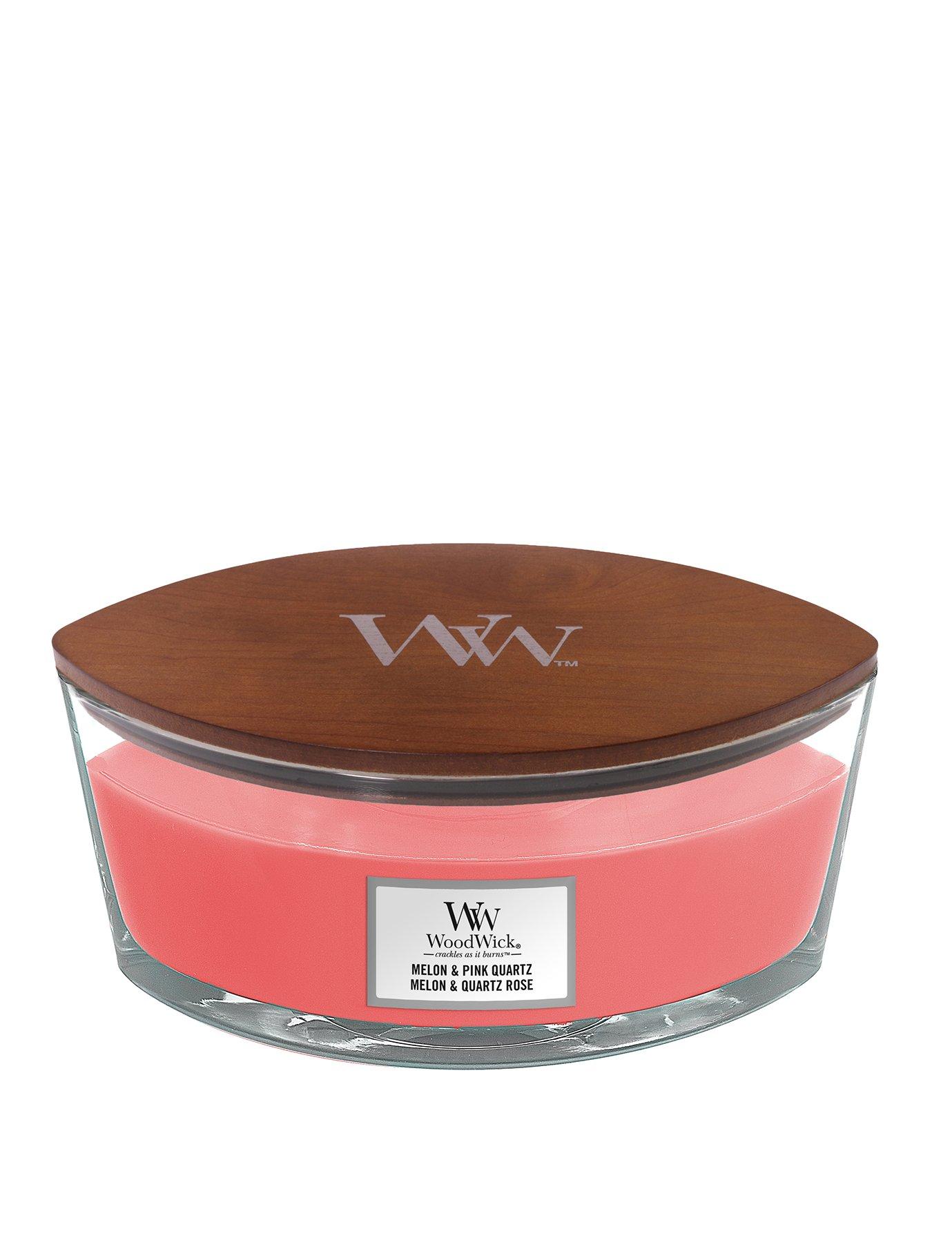 Product photograph of Woodwick Ellipse Scented Candle Melon Amp Pink Quartz With Crackling Wick from very.co.uk
