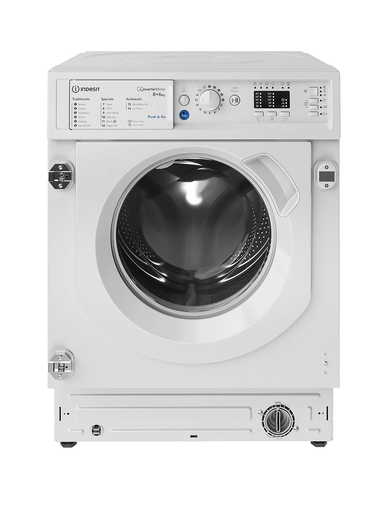 Product photograph of Indesit Biwdil861284 Built-in 1200 Spin 8kg Wash 6kg Dry Washer Dryer - White - Washer Dryer Only from very.co.uk