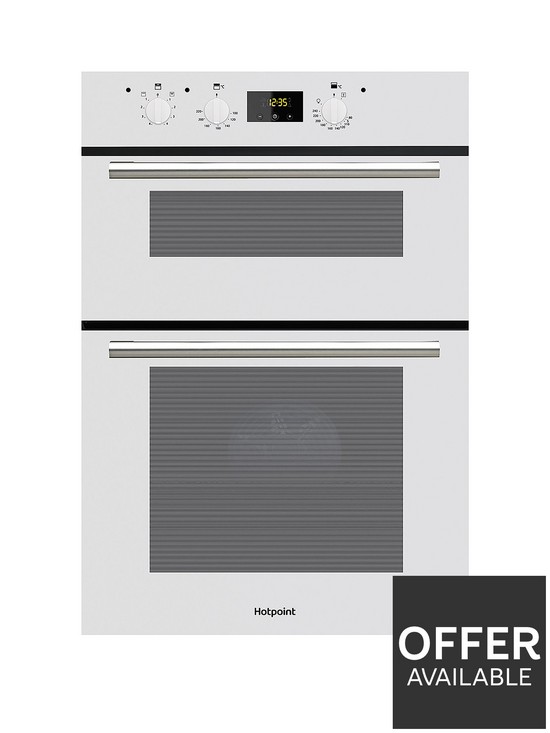 front image of hotpoint-dd2540wh-built-in-60cm-width-electric-double-oven-white