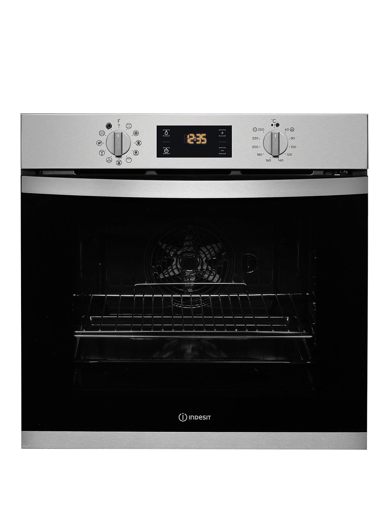 Product photograph of Indesit Ifw3841pix Built-in 60cm Width Electric Single Oven - Stainless Steel - Oven Only from very.co.uk