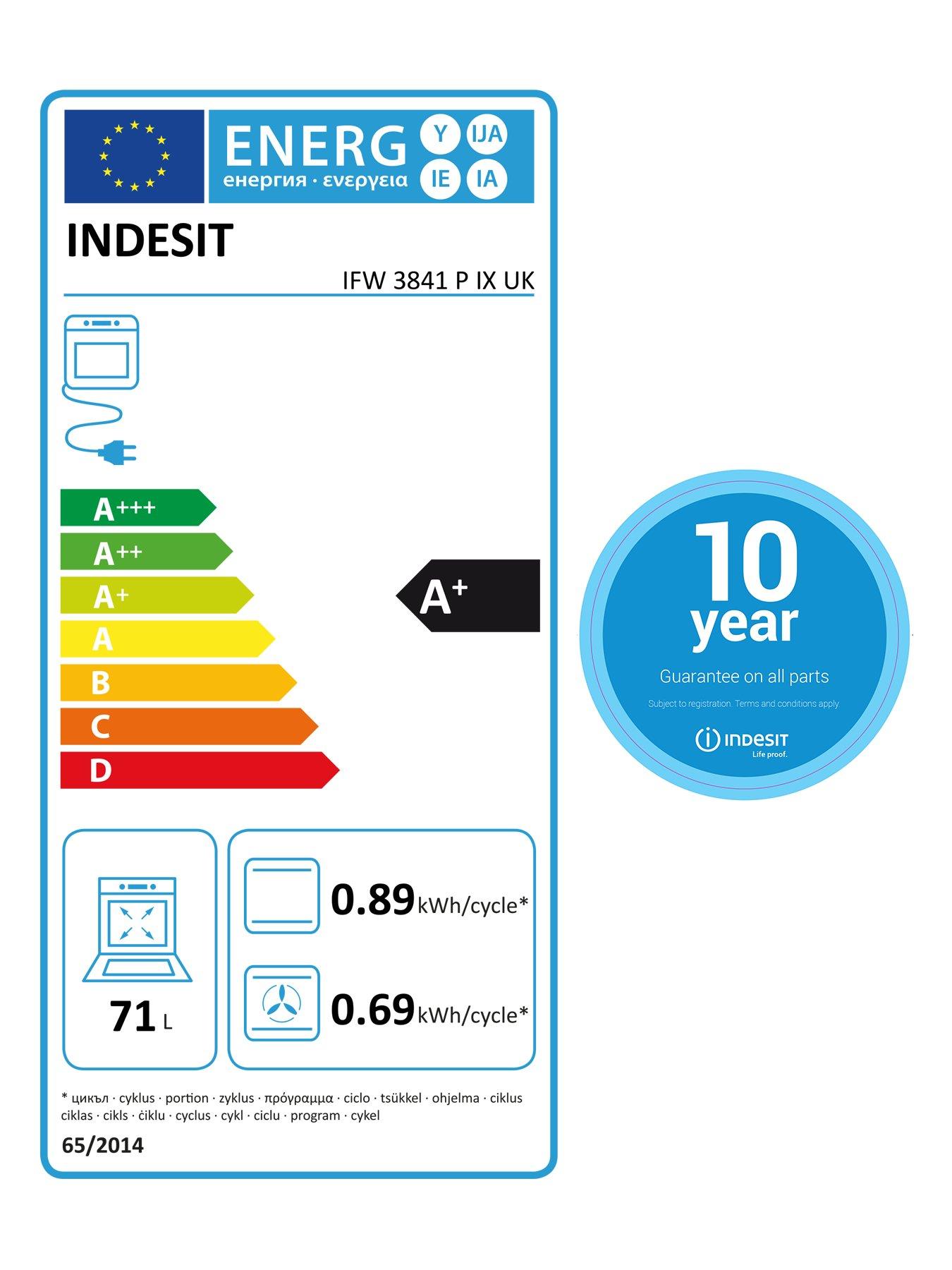 Indesit IFW3841PIX Built-In 60cm Width, Electric Single Oven ...
