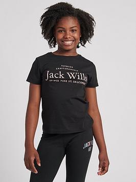 jack wills girls script t-shirt - black