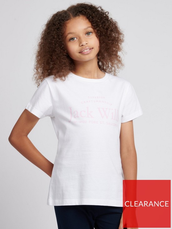 front image of jack-wills-girls-script-t-shirt-white
