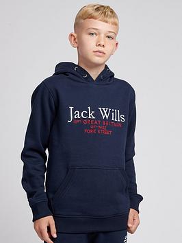 jack wills boys script hoodie - navy