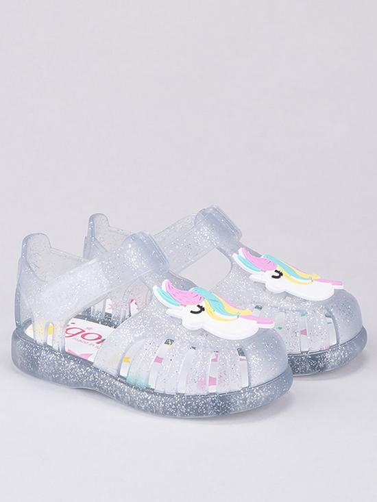 front image of igor-girls-tobby-unicorn-jelly-sandals-glitter