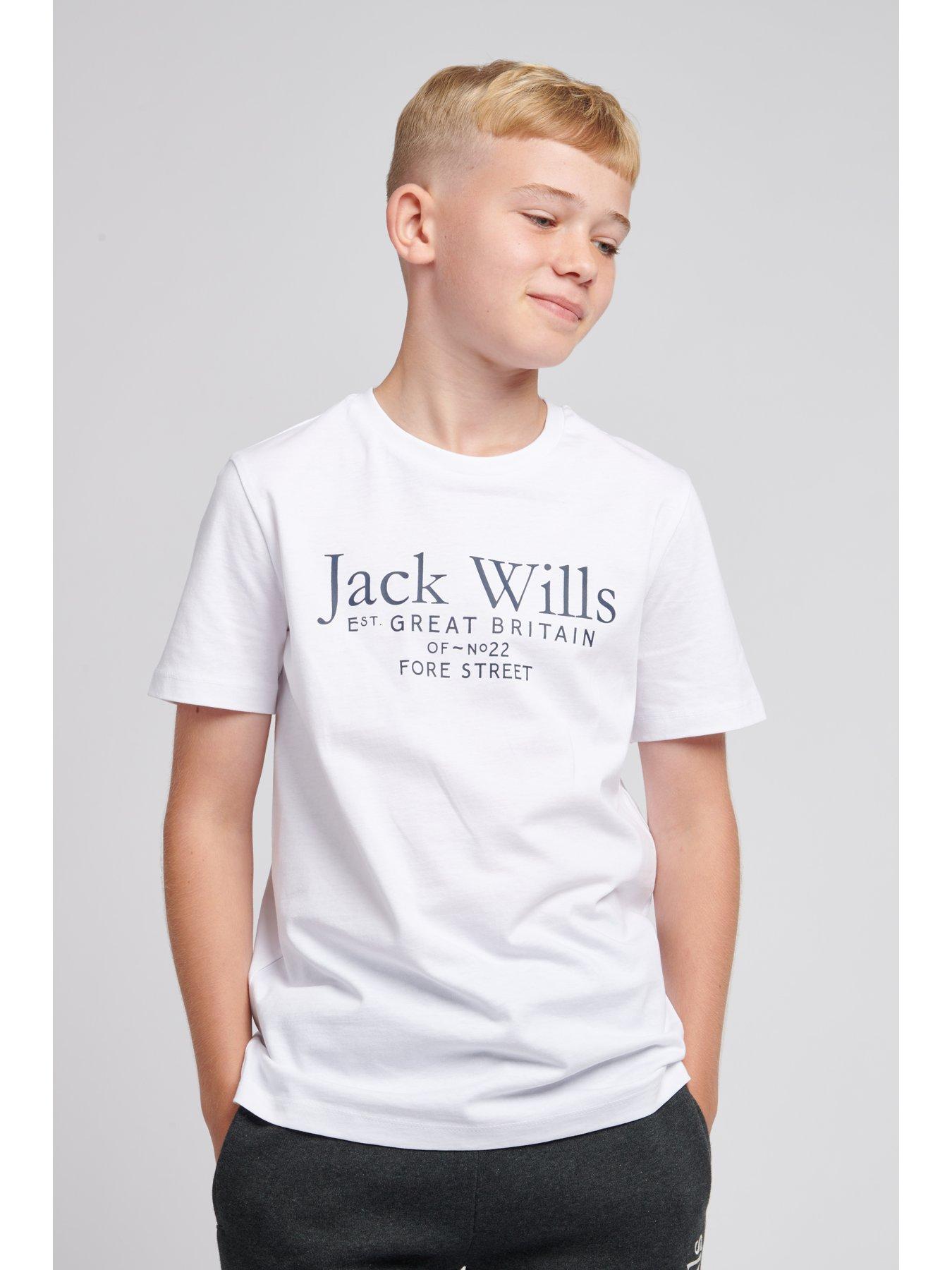 Jack Wills Boys Script T-shirt - White | very.co.uk