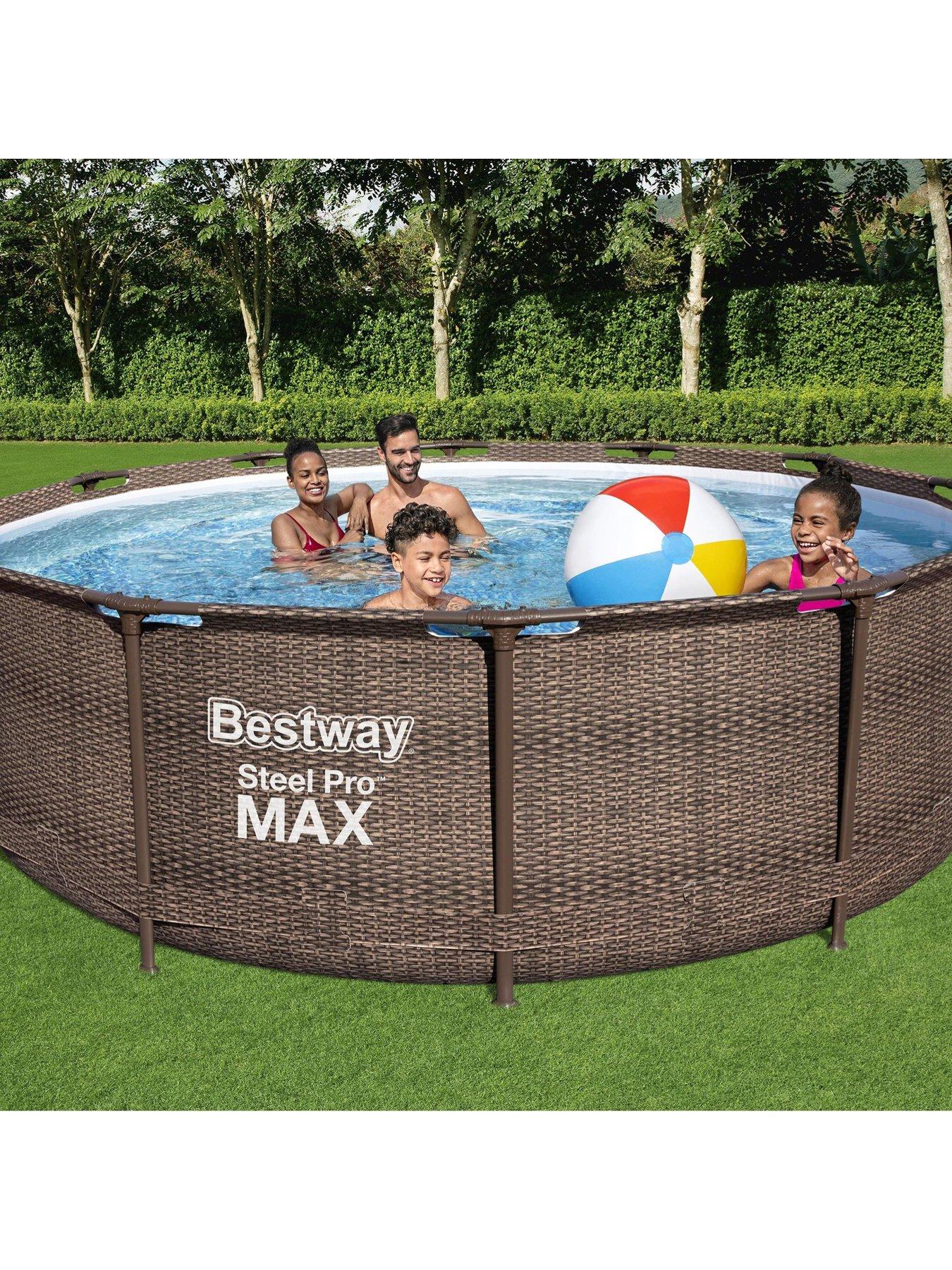Image 2 of 5 of Bestway 12ft Steel Pro MAX Rattan Deluxe Pool Set, Filter Pump with Ladder