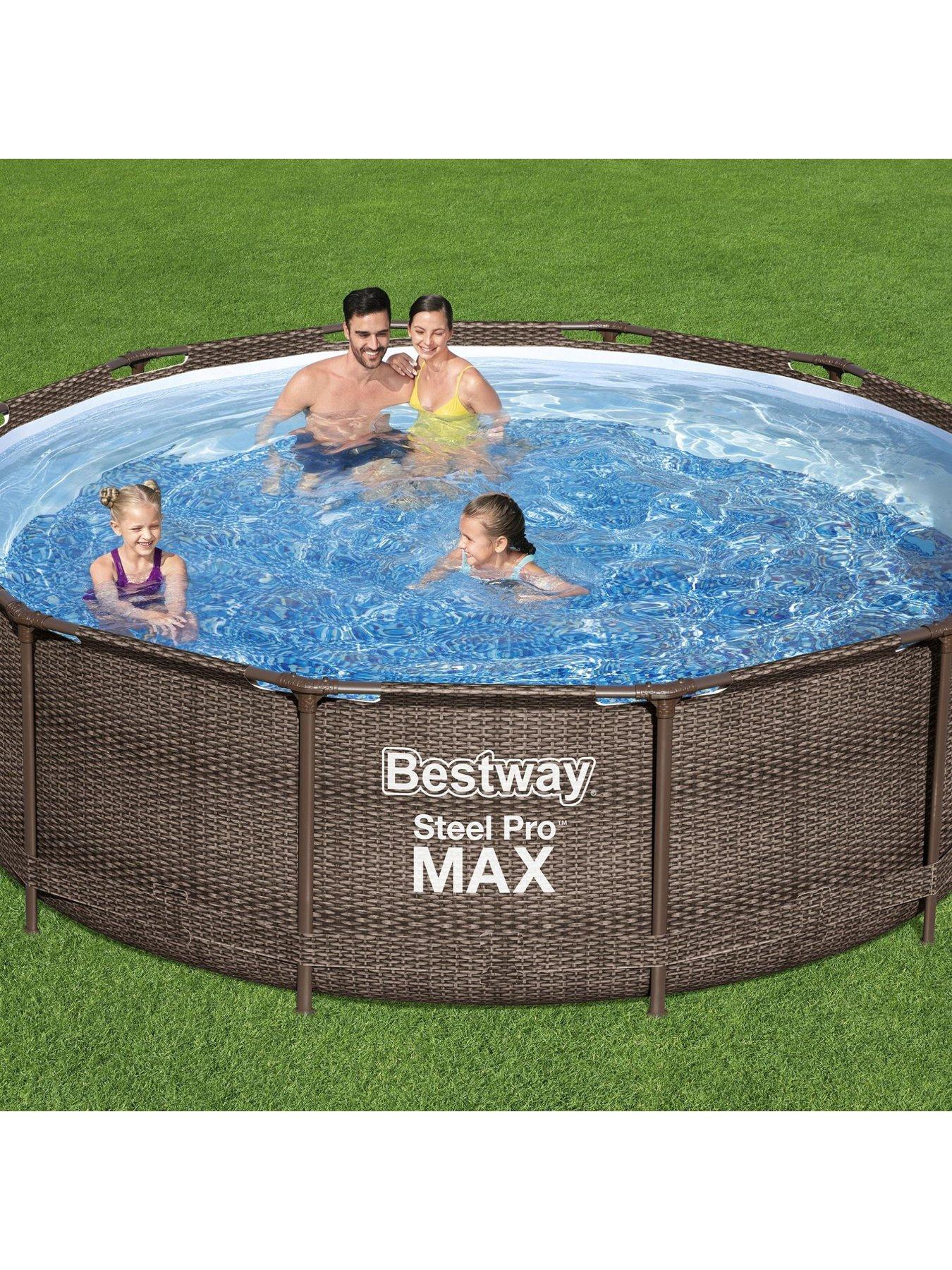 Image 3 of 5 of Bestway 12ft Steel Pro MAX Rattan Deluxe Pool Set, Filter Pump with Ladder