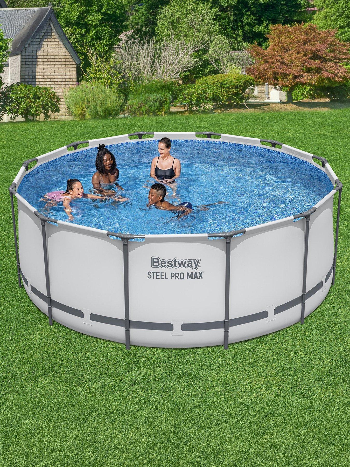 Bestway 12ft Steel Pro MAX Frame Pool Set, Filter Pump with Ladder