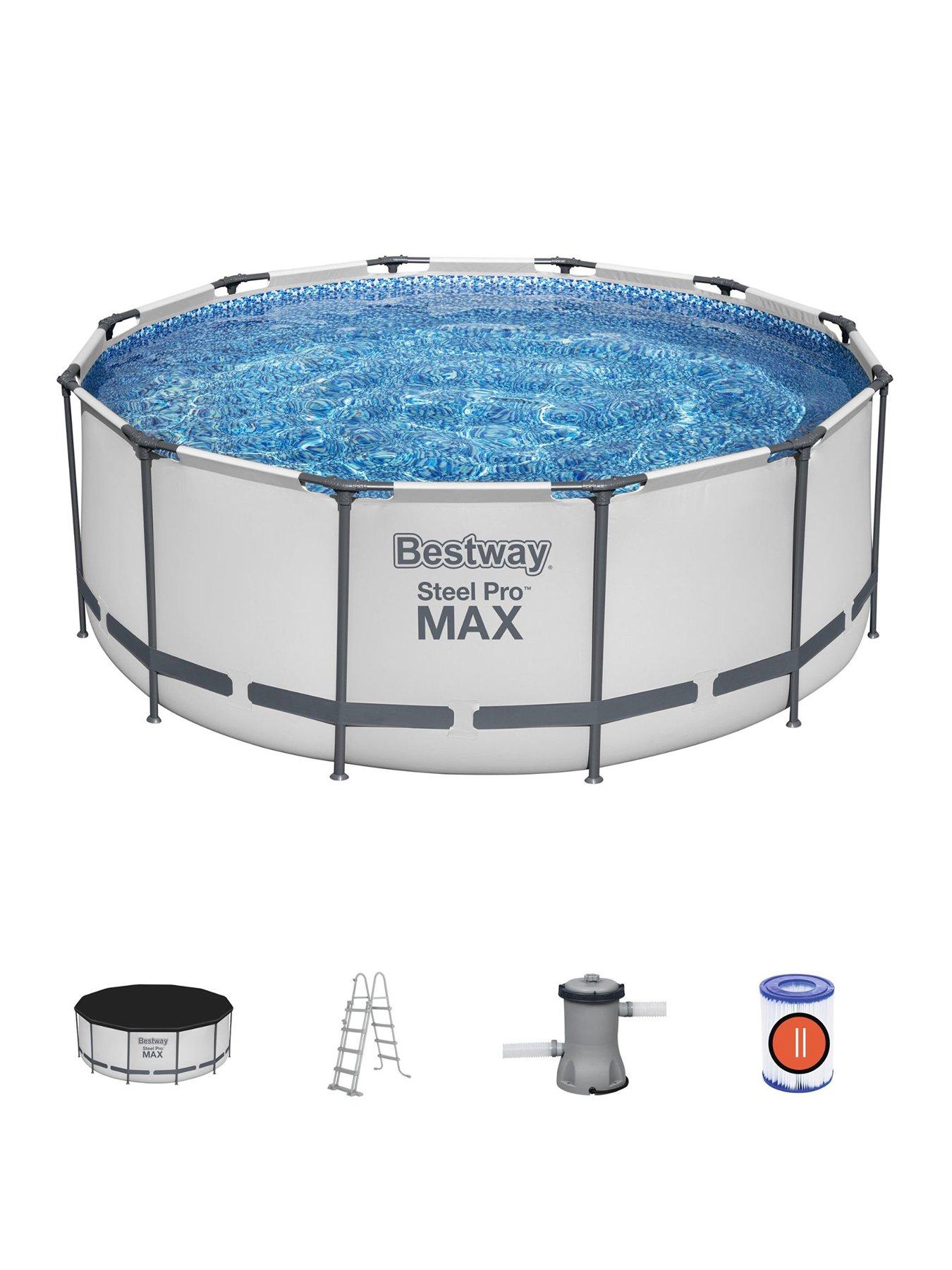 Bestway 12ft Steel Pro MAX Frame Pool Set, Filter Pump with Ladder