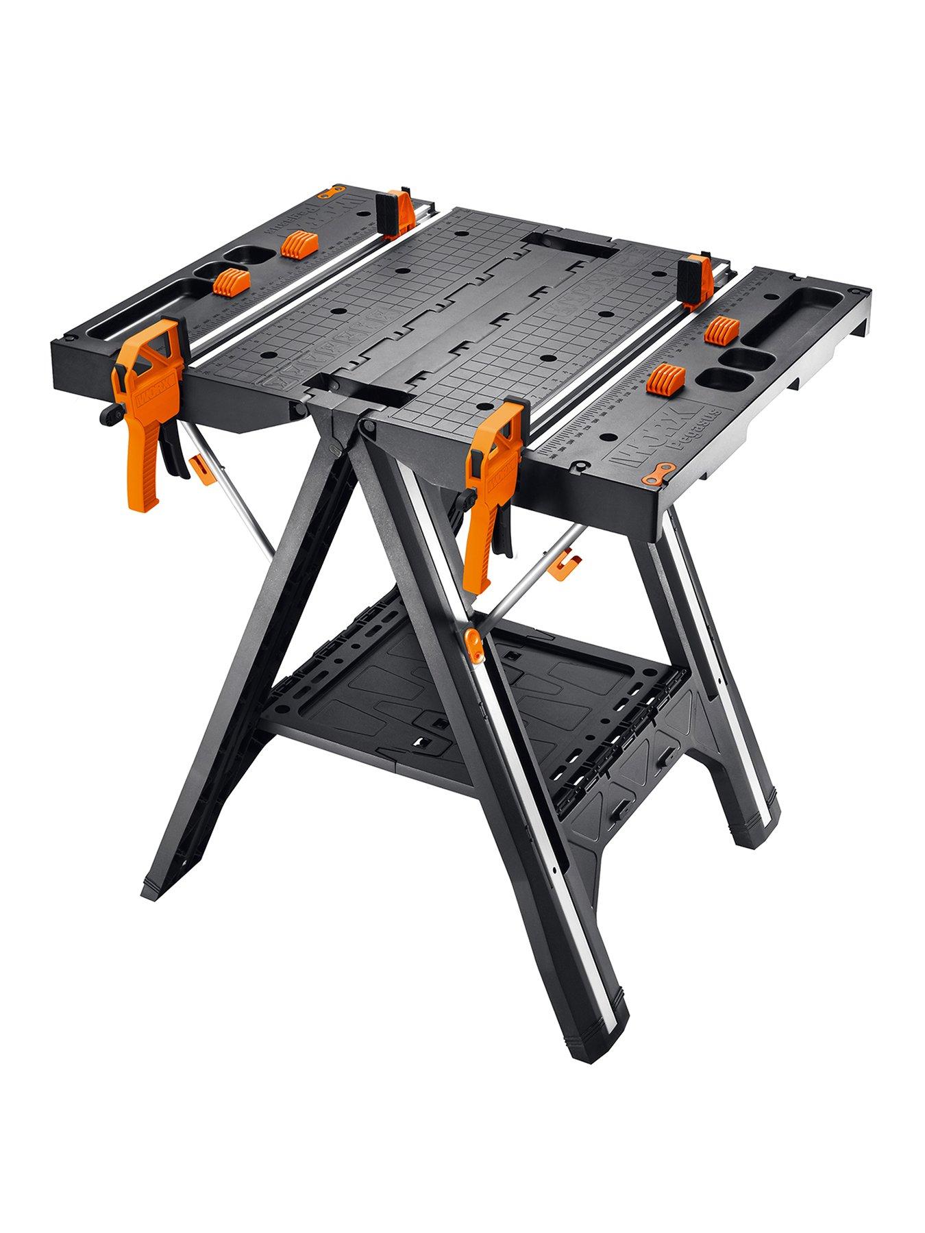 Product photograph of Worx Pegasus Multifunction Folding Work Table Amp Saw Horse from very.co.uk