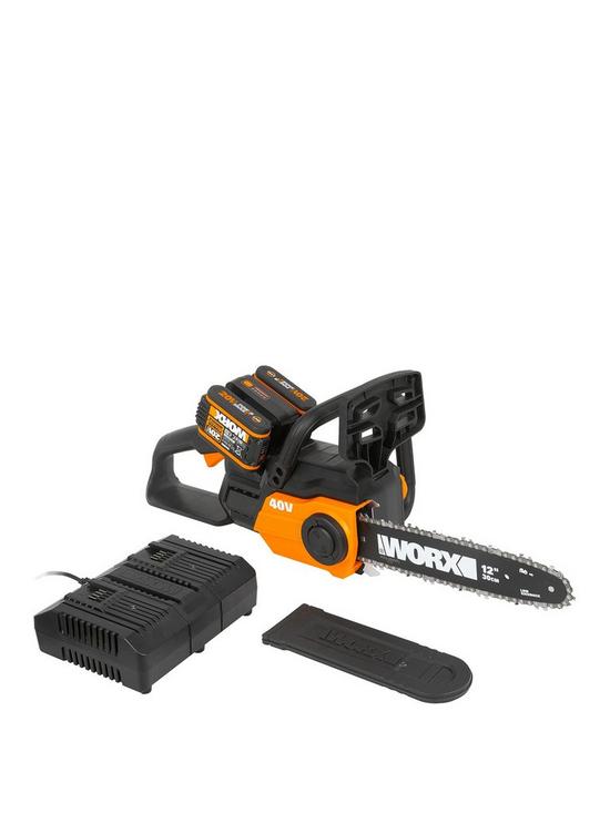 front image of worx-wg381e-2x20v-cordless-chainsaw-30cm