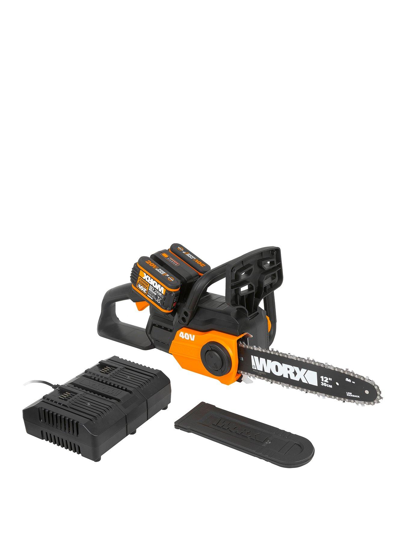 Worx 40V PowerShare 30cm Cordless Chainsaw with x2 2.0Ah Battery  &  Charger