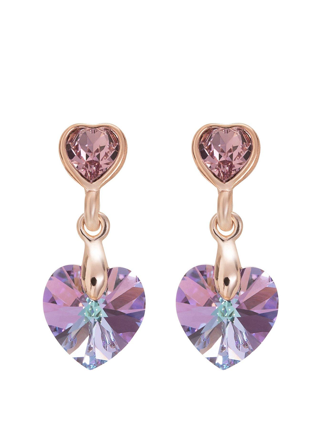Jon Richard Rose Paradise Shine Heart Earrings