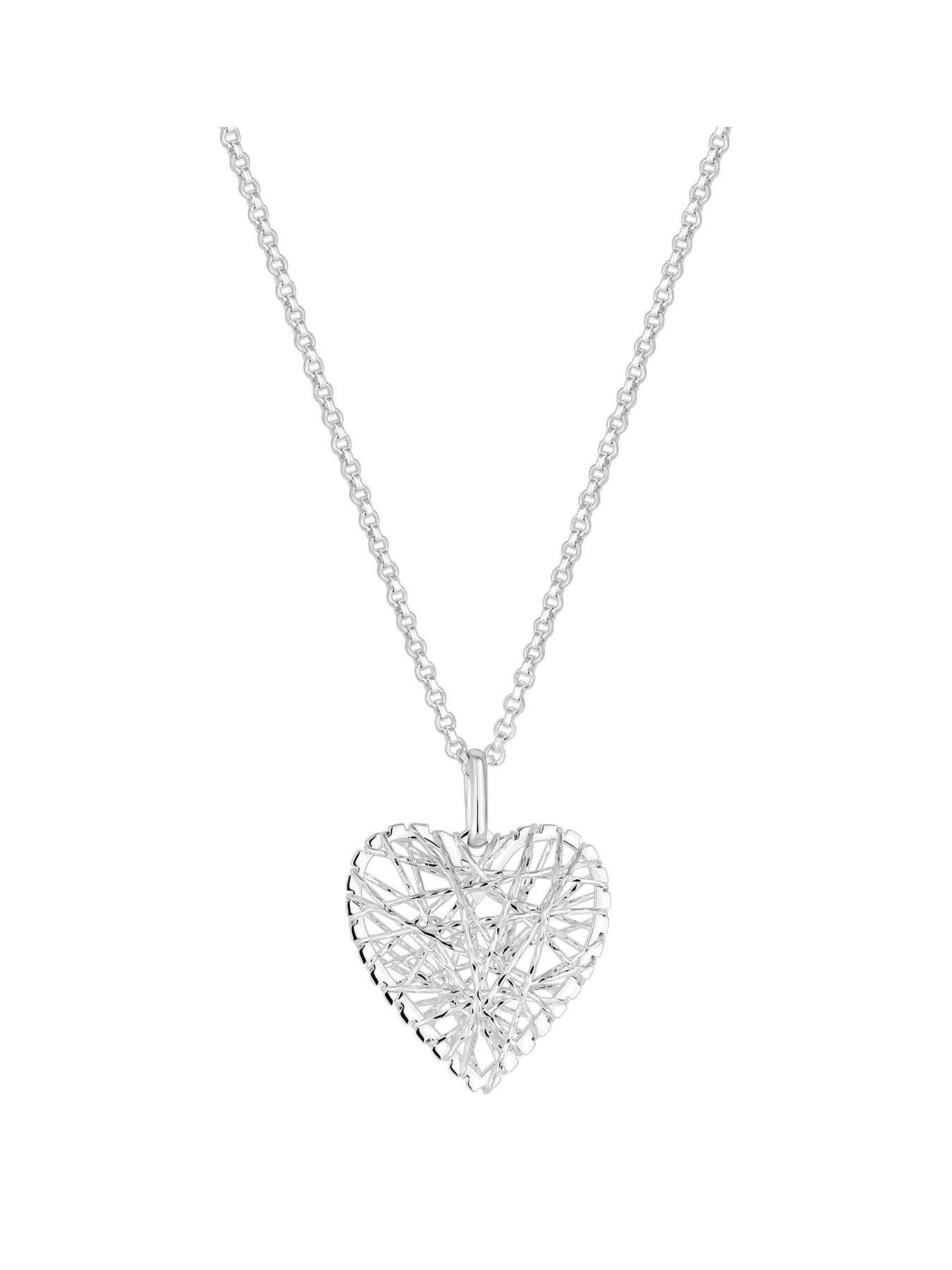Product photograph of Simply Silver Sterling Silver 925 Wire Wrap Heart Pendant Necklace from very.co.uk