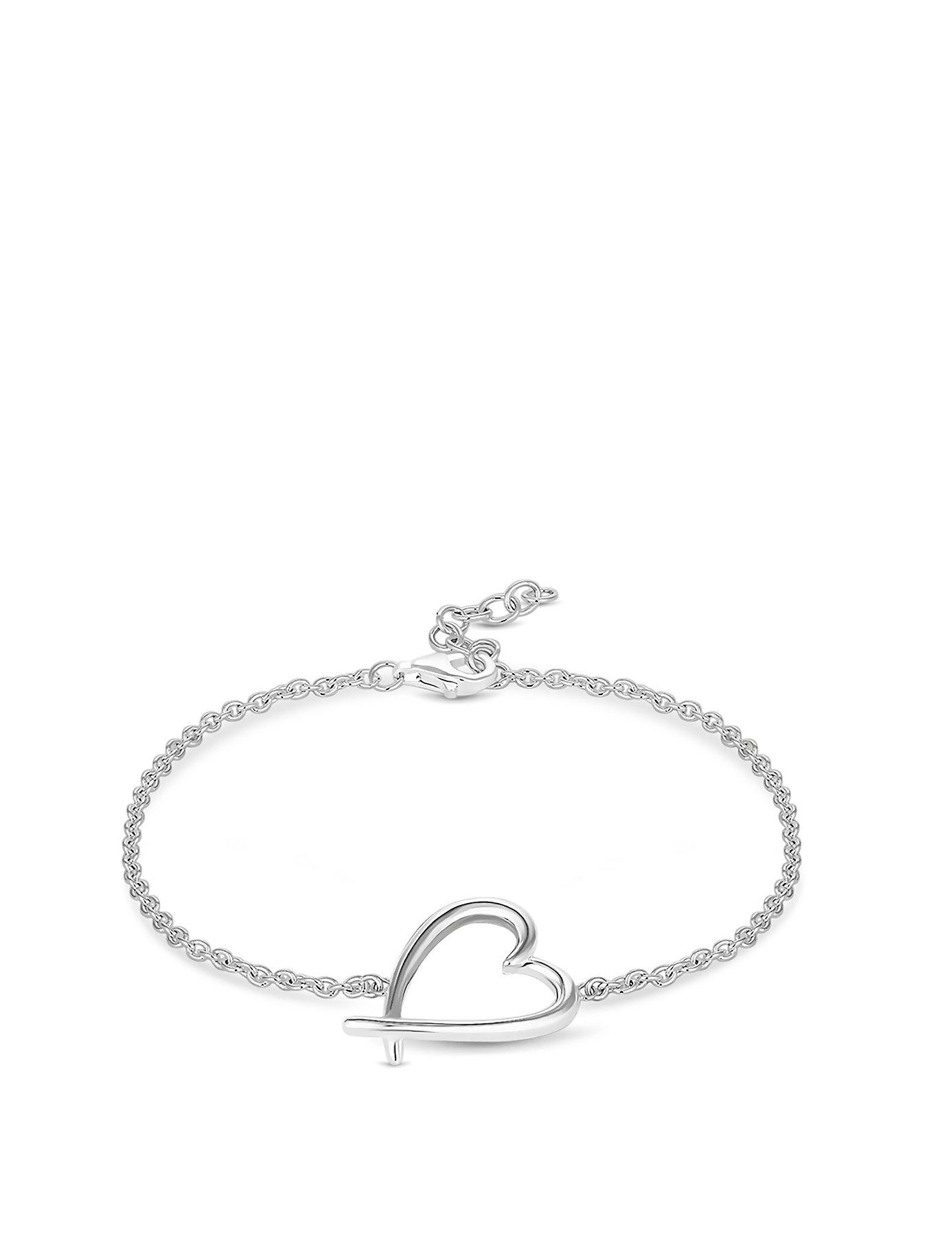 Product photograph of Simply Silver Sterling Silver 925 Open Heart Bracelets from very.co.uk