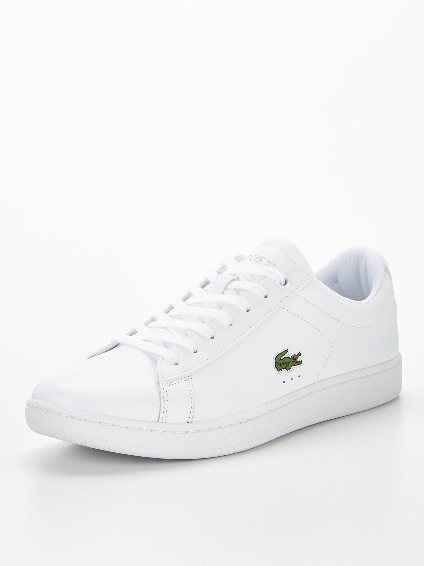 lacoste mens white leather trainers