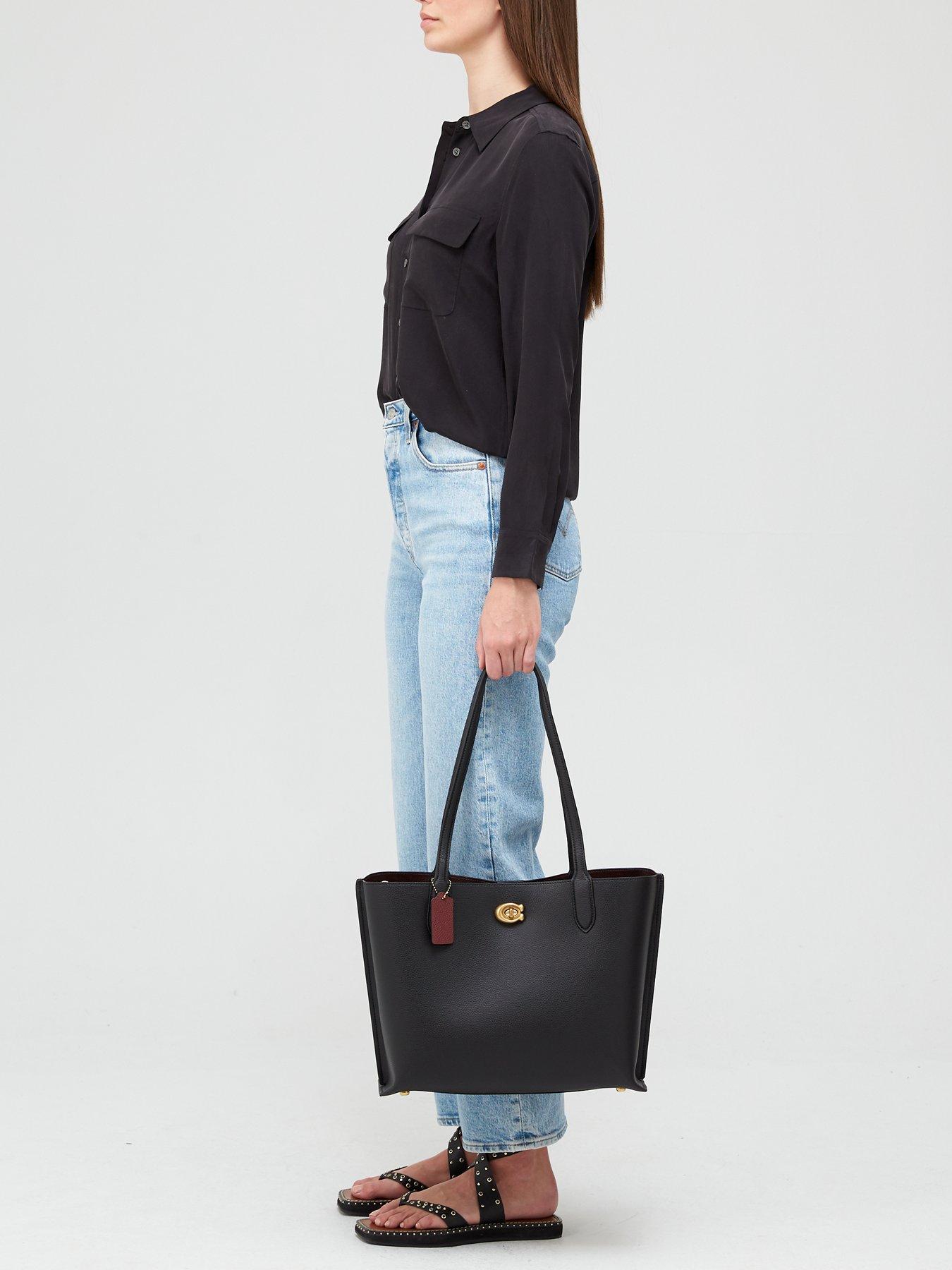 Willow Polished Pebble Leather Tote Bag - Black