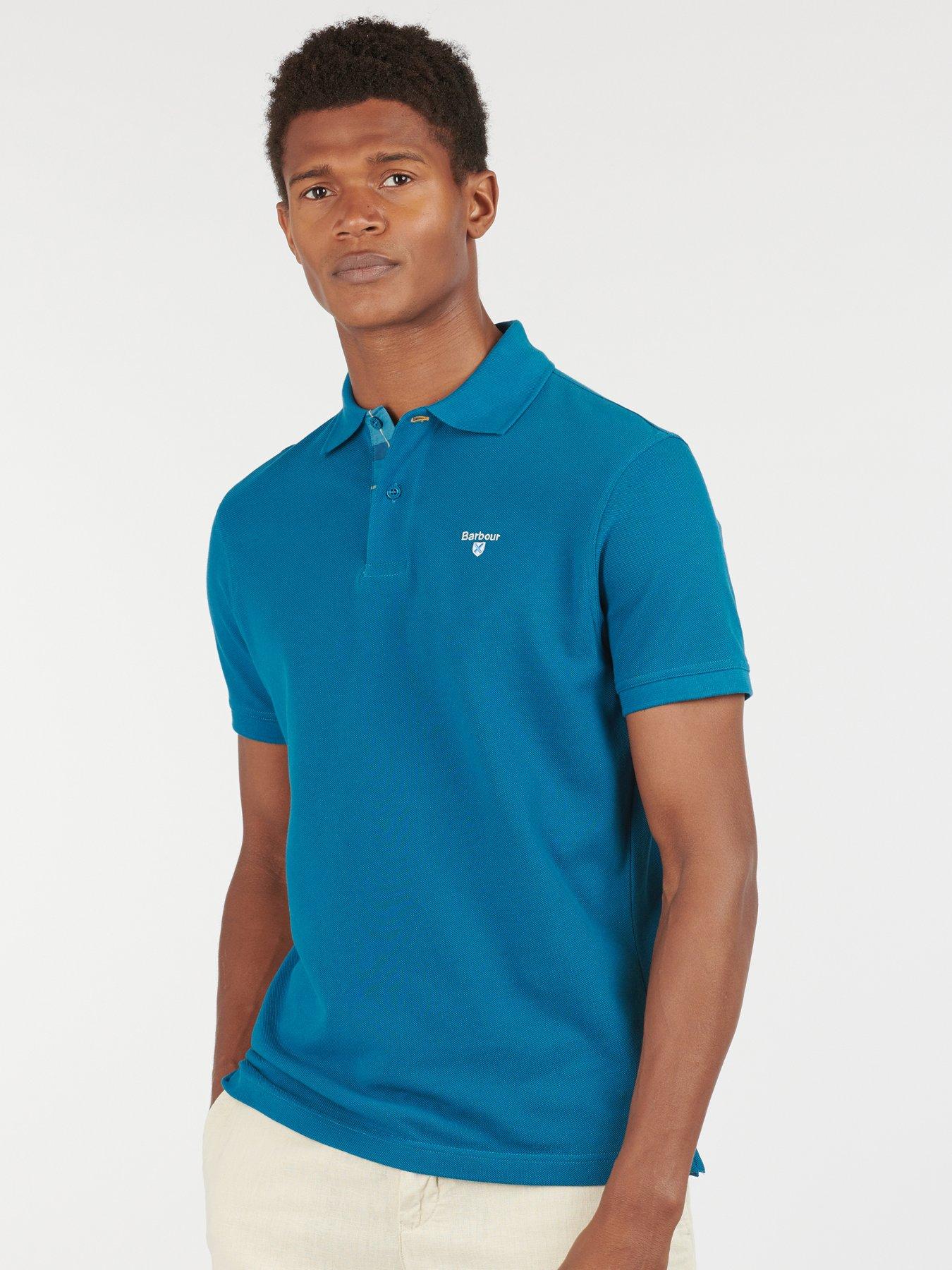 Barbour Tartan Pique Regular Fit Polo Shirt - Blue | Very