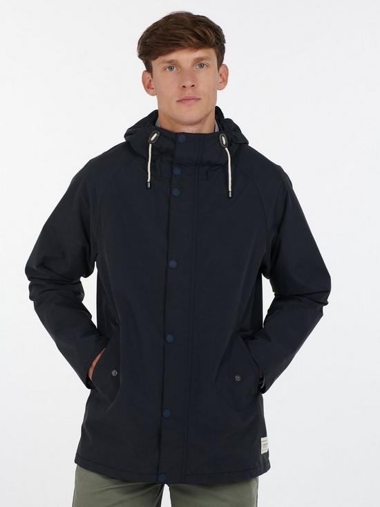 front image of barbour-bobbin-waterproof-hooded-jacket-navynbsp